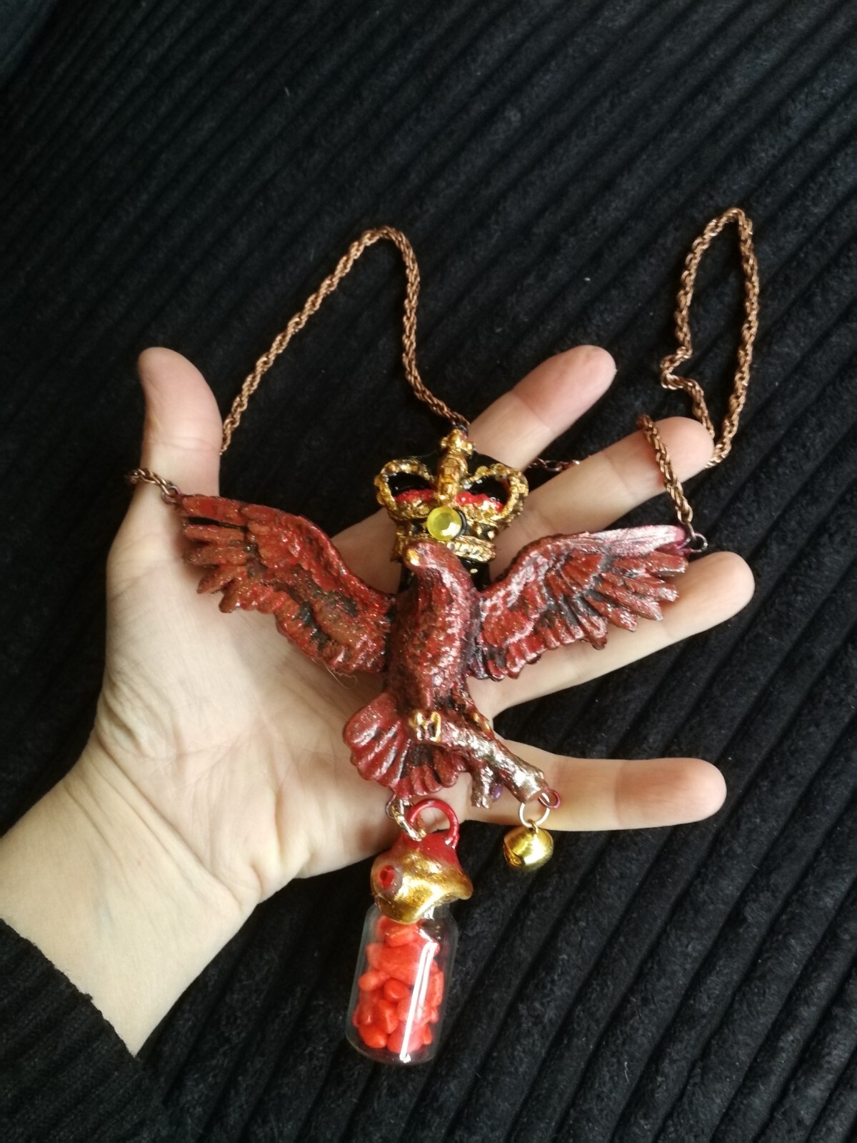 magic talisman golden eagle necklace pendant amulet powerful symbol royal crown