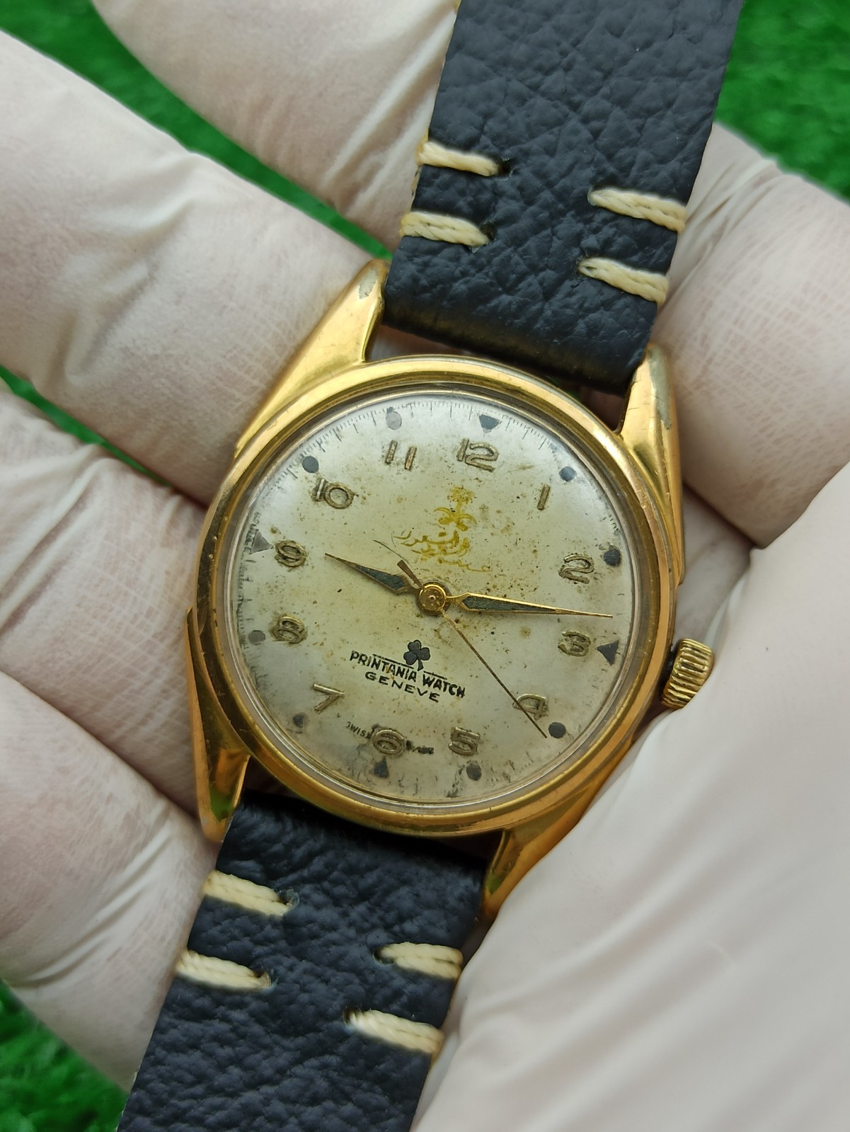 Rare Vintage Printania Geneve Saudi Arabia Royal Gift King Abdulaziz Swiss Watch