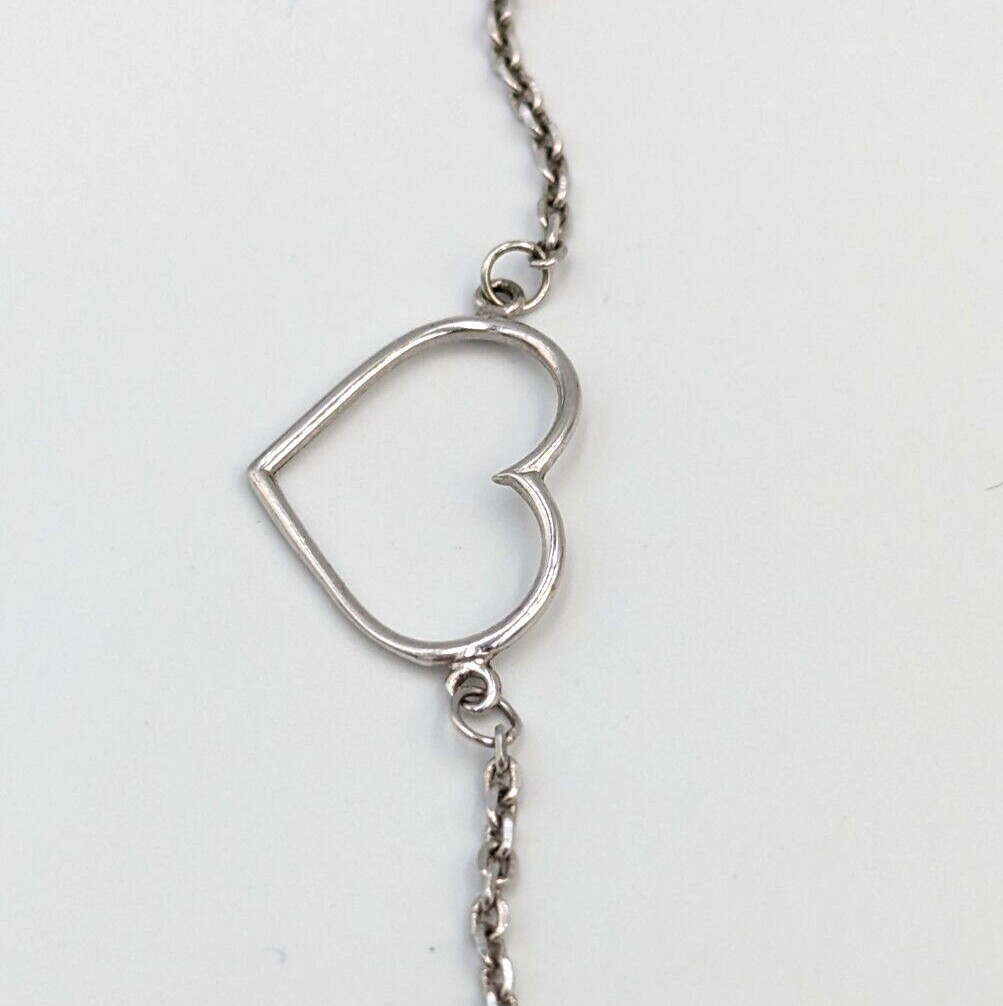 Fuzion Creations Sterling Silver Heart Stations Necklace 925 Marked 16.5″ Long