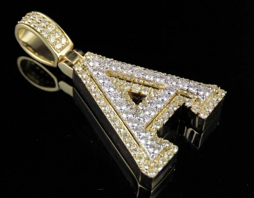 2.50Ct Round Cut Simulated Diamond “A” Letter Pendant 14K Yellow Gold Plated