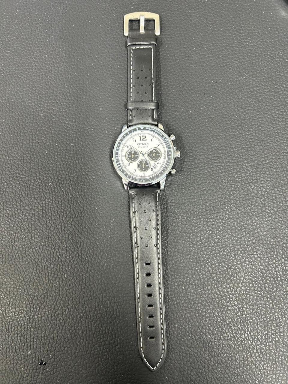 Citizen Men’s Eco-Solar Chronograph Stainless Steel Leather Watch