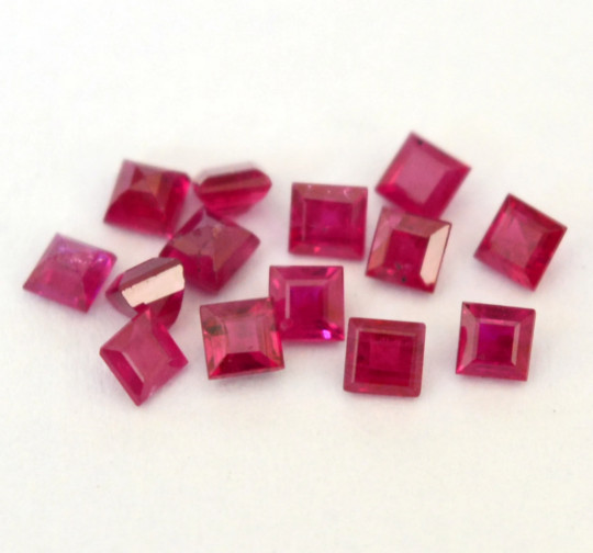 3×3 mm Natural Ruby Square Cut Lot 25 Pcs Calibrated Faceted Loose Gemstones