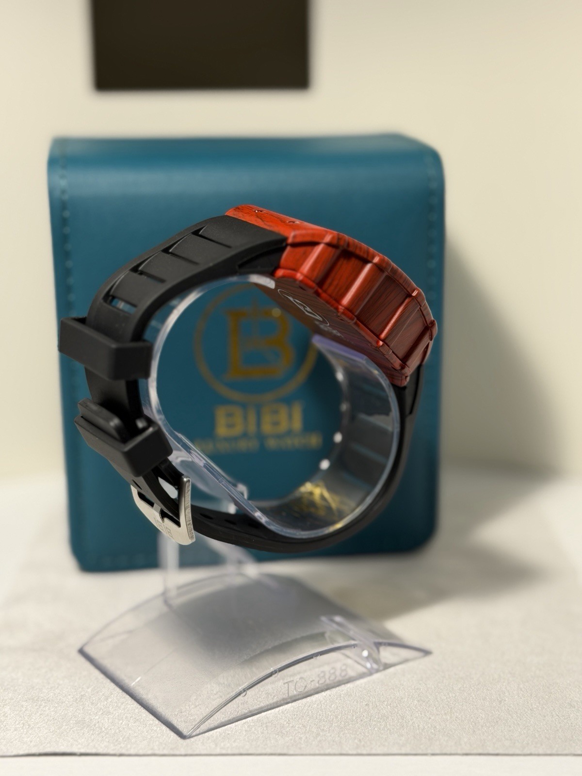 BIBI Luxury Watch Red Tonneau Case Skeleton Mechanical Style Men’s! SHARP! NEW!!
