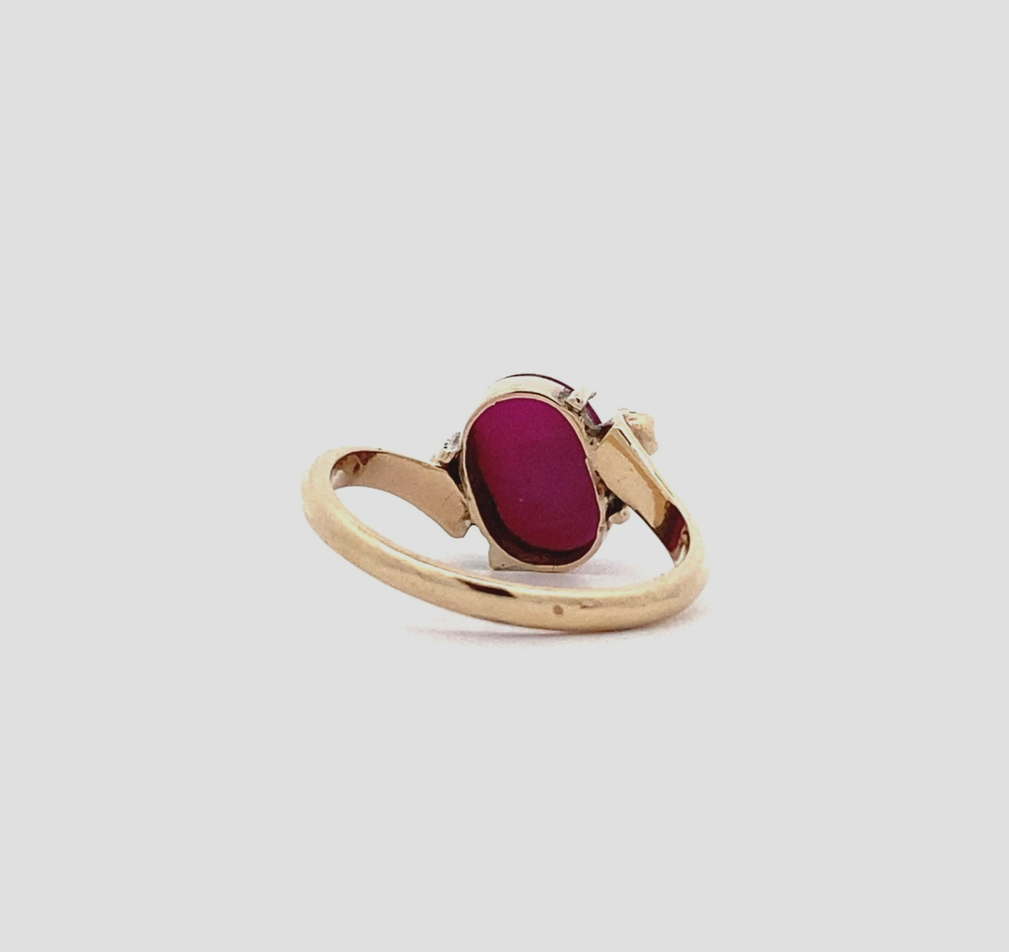 Vintage 14k Yellow Gold Lab Grown Star Sapphire Ruby Gemstone Diamond Ring 6.25