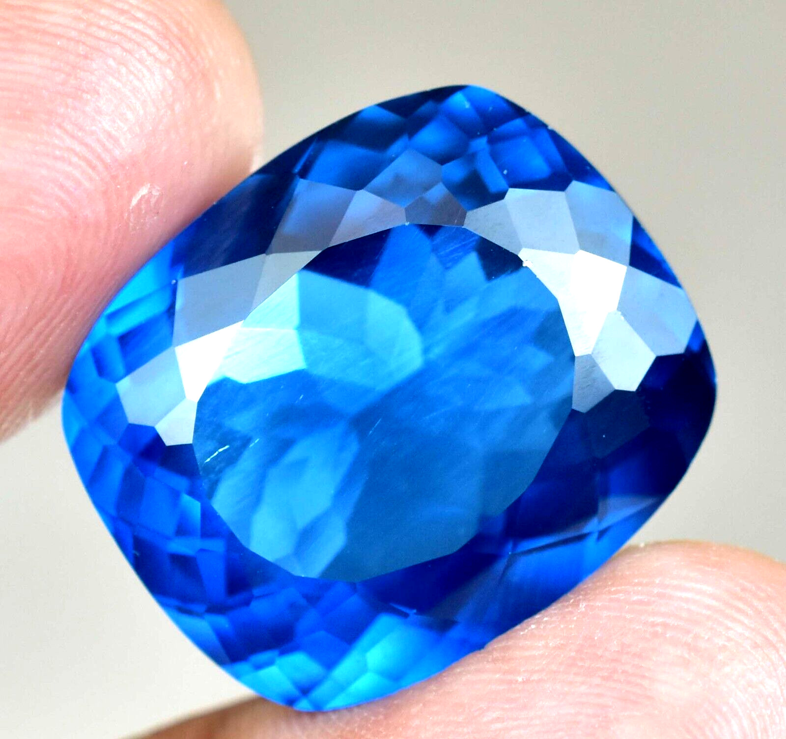 40.55 CT Natural London Blue Topaz AGL Certified Flawless Cushion Cut Gemstone