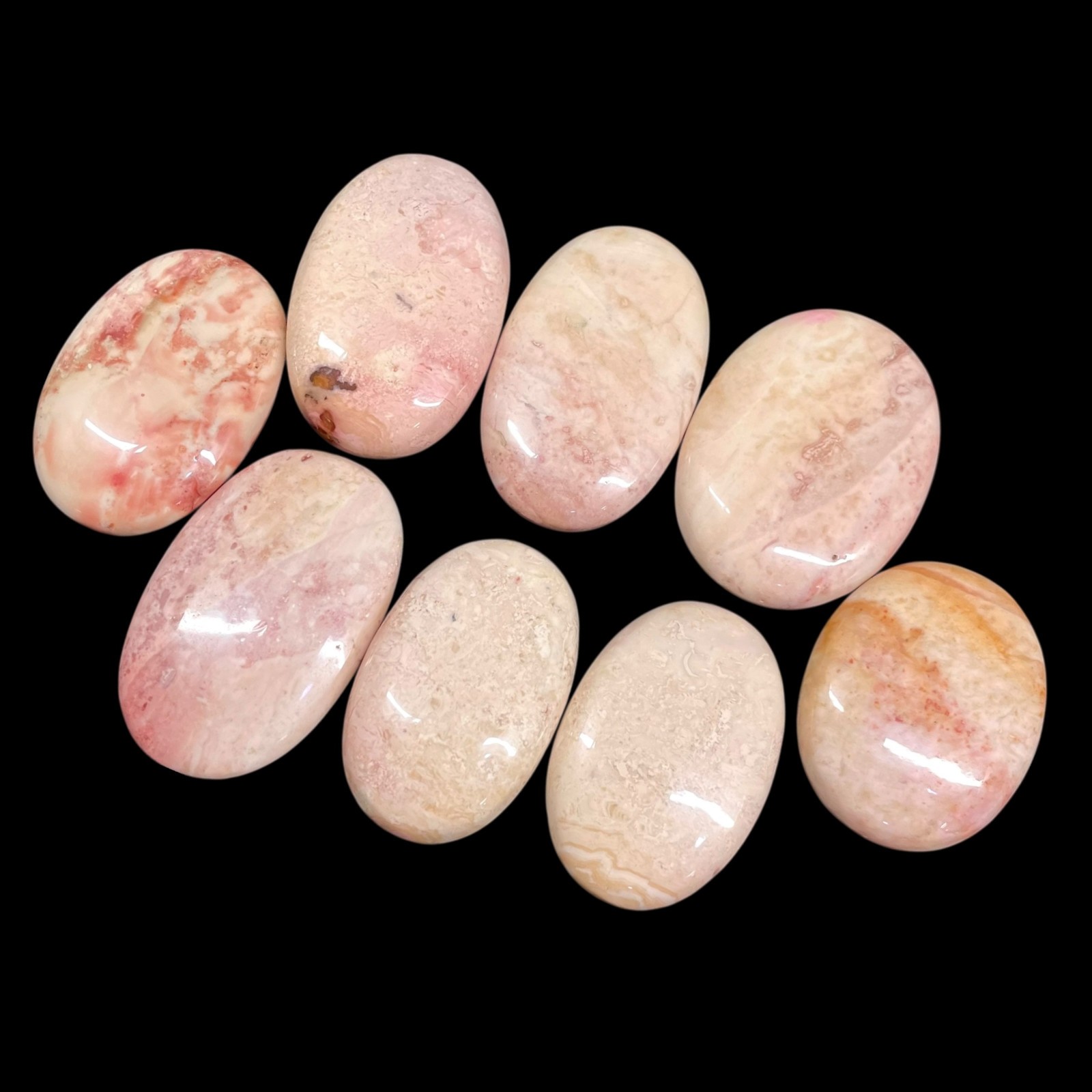 8 Pcs Natural Polychrome Jasper 41-49mm Loose Cabochon Untreated Gemstones Lot
