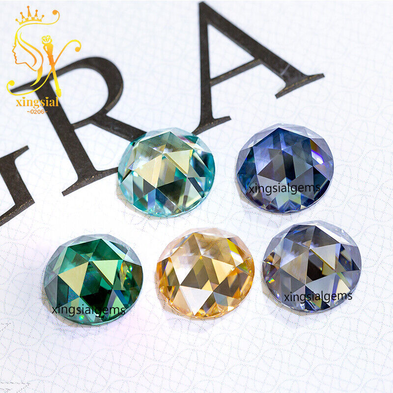 2mm-10mm D Color Moissanite Loose Stone Round Flat Bottom Rose Cut VVS1 For Ring