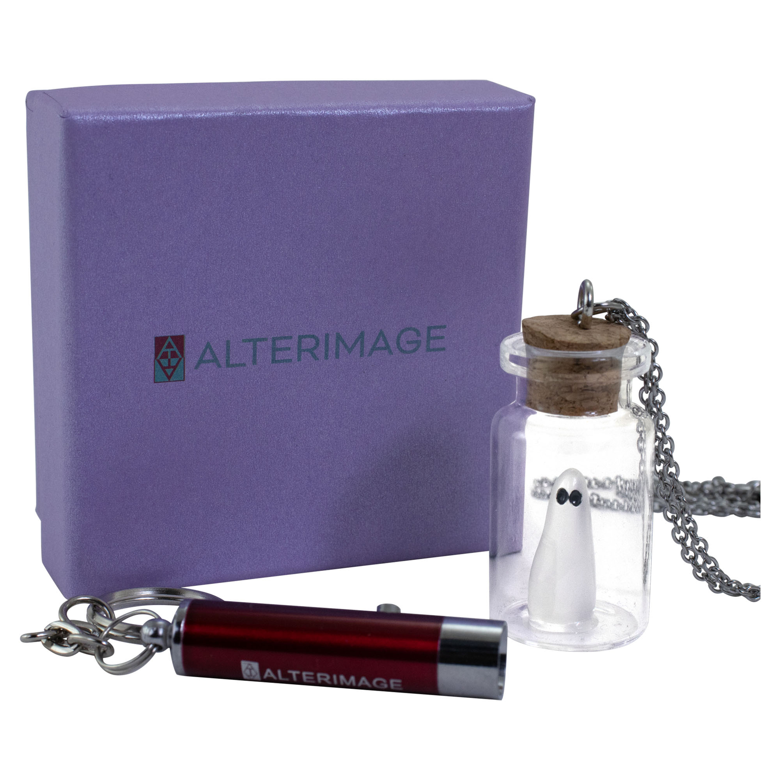 AlterImage Ghost In A Bottle Necklace Glow In The Dark Pendant Green Includes
