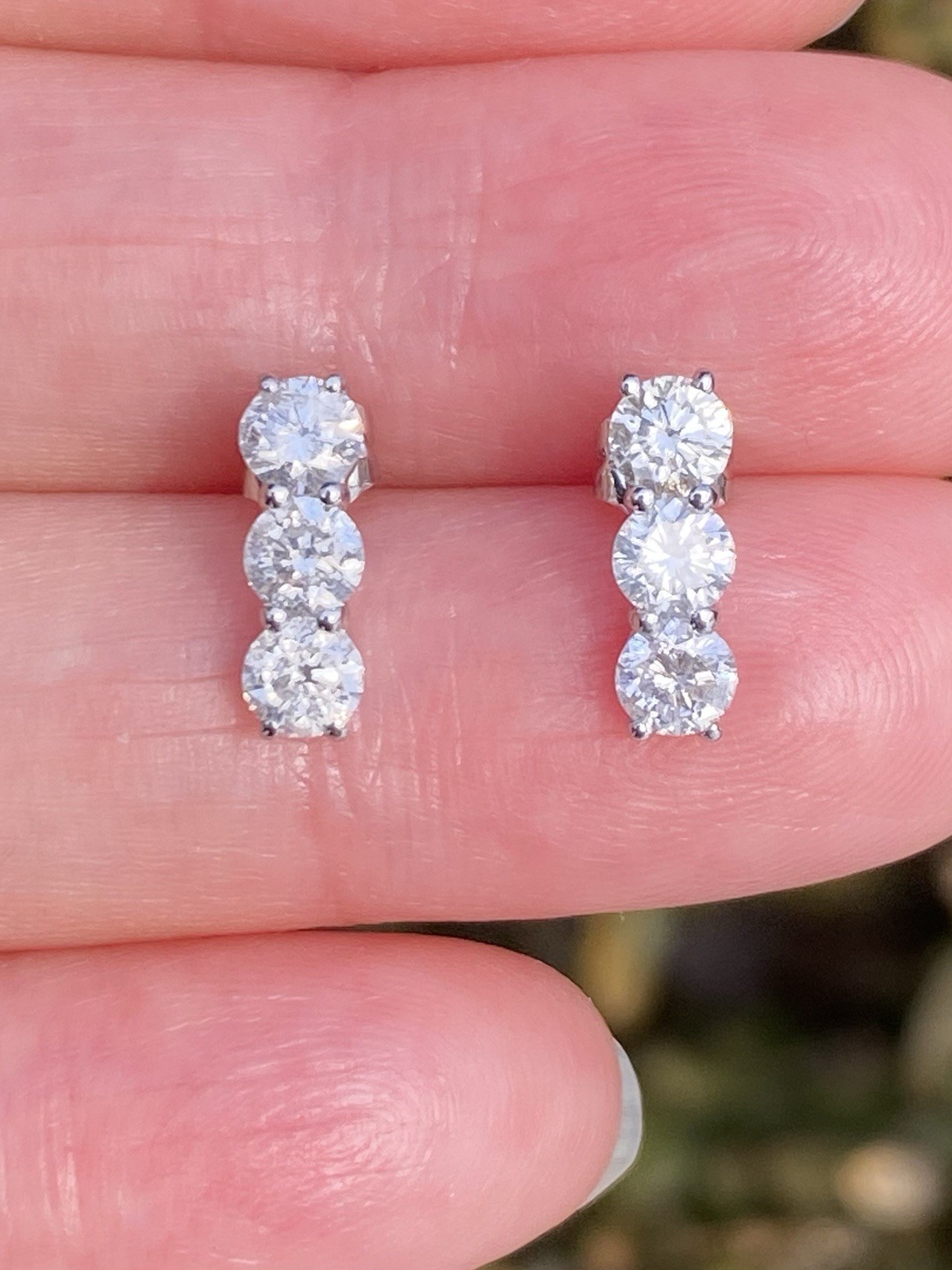 Platinum 1.00TCW 100% Natural Diamond Studs Earrings
