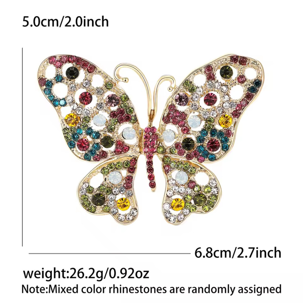 Sparkly Pink Crystal Butterfly Brooch Pin Rhinestone Gold Tone Insect Jewelry Gi