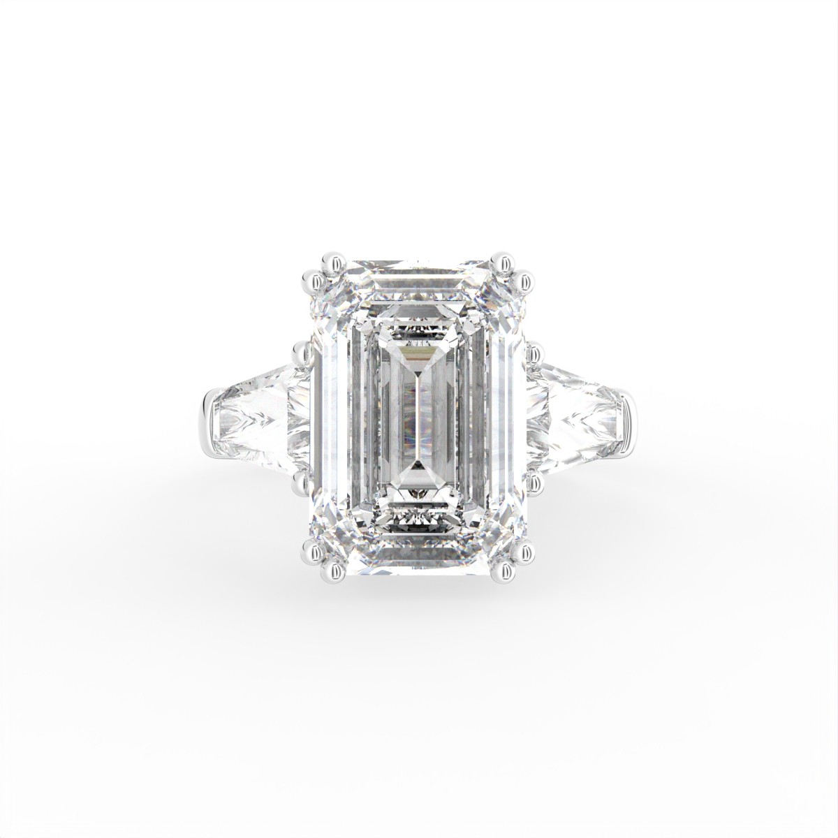 18K White Gold Crisscut Emerald Lab Grown Diamond Engagement Ring 5.27ct