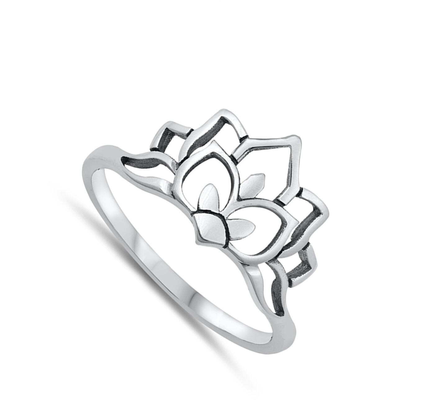 Elegant Open Lotus Flower Ring New .925 Sterling Silver Band Sizes 4-10