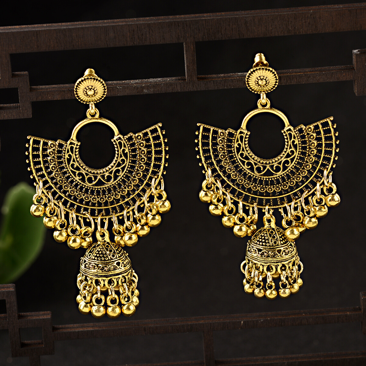Women Girl India jhumki Gold Silver Bead Earrings Ornament Southeast Asia Style