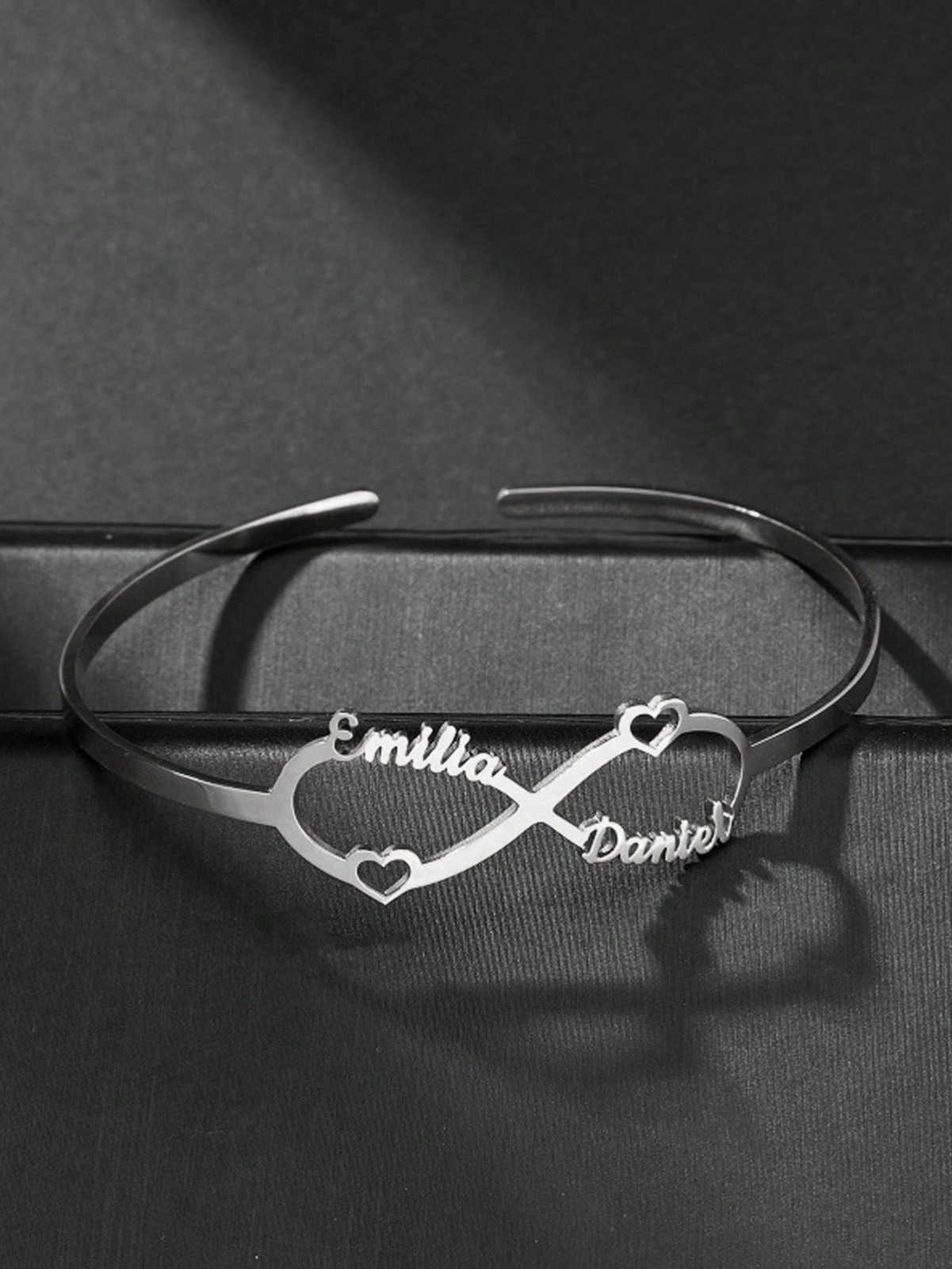 Custom Name Bangle Heart Nameplate Open Cuff Bracelet Men Women Jewelry Gift USA