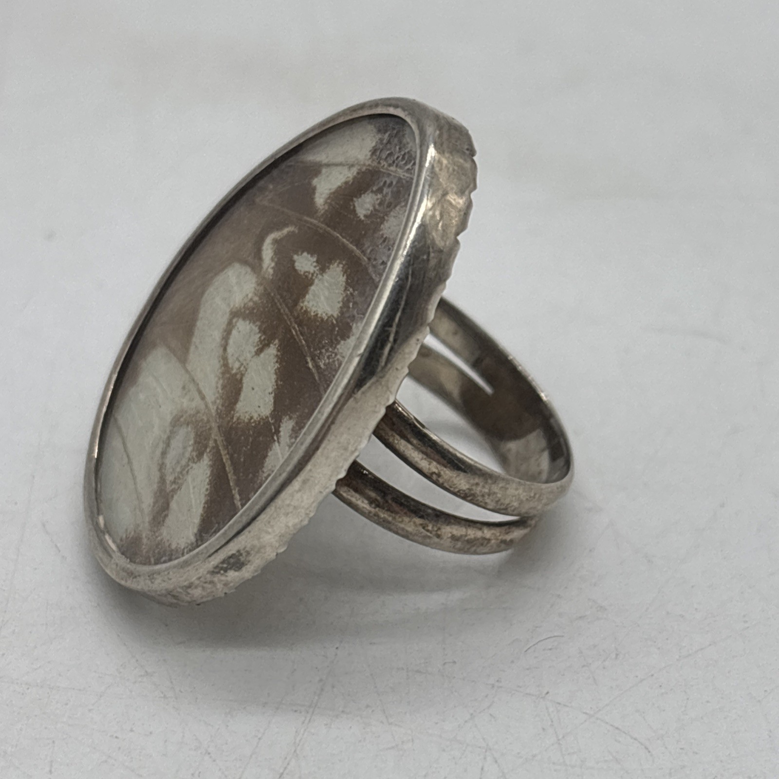 Vintage Sterling Silver Butterfly Wing Statement Ring Sz 8.75 8.8 Grams