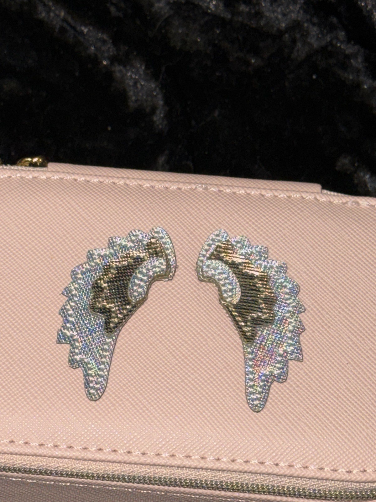 Pink Zip-Around Faux Leather Travel Jewelry Case Velvet Lined Holds 6 Rings