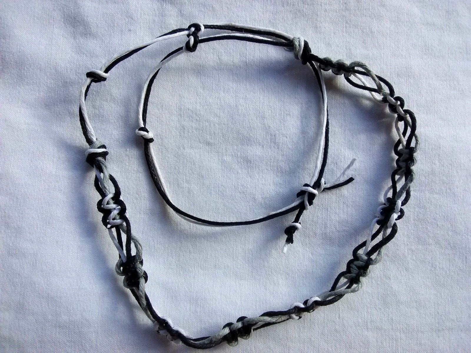 HEMP SURFER BOHO CHOKER NECKLACE 18″ Unisex Beaded Macrame US Seller New