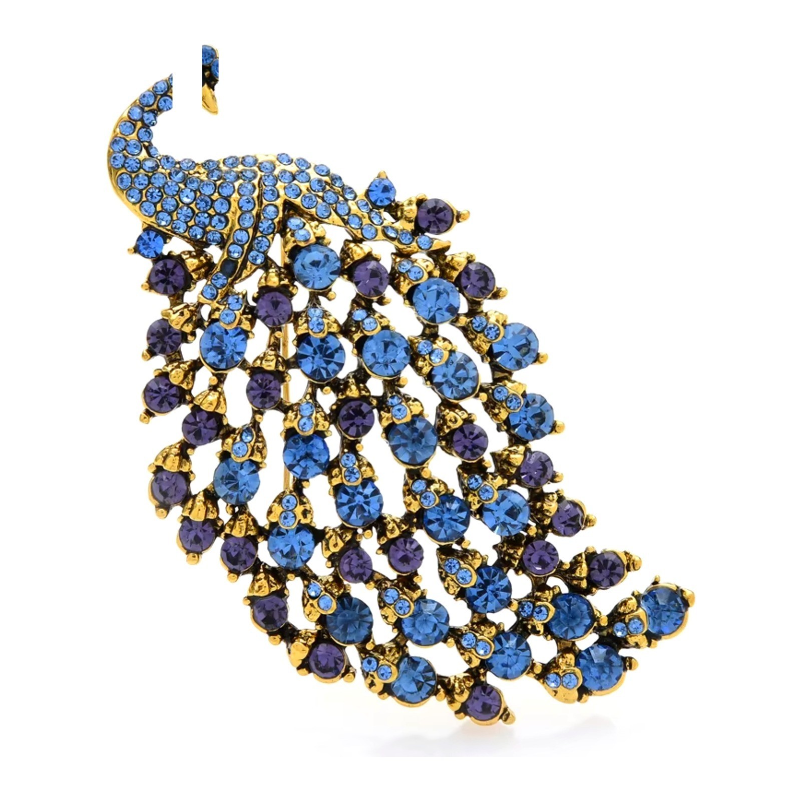 Rhinestone Peacock Brooch Pin Crystal Enamel Bird Feather Women Gift
