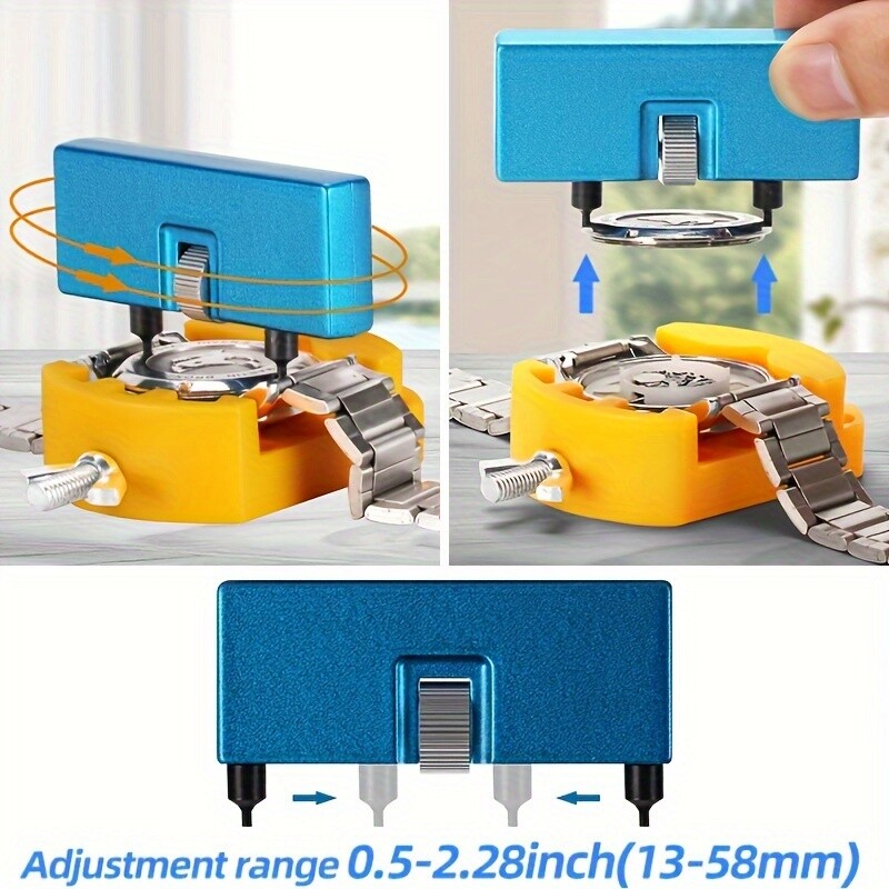 3in1Adjustable Rectangle Watch Back Case Cover Opener Remover Wrench Repair Tool