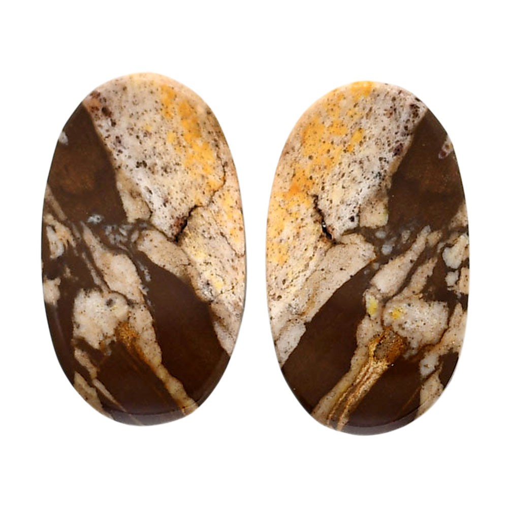 Natural Outback Jasper Pair 14.2×24.7×4 mm Oval Polished Gemstone LS72-04445
