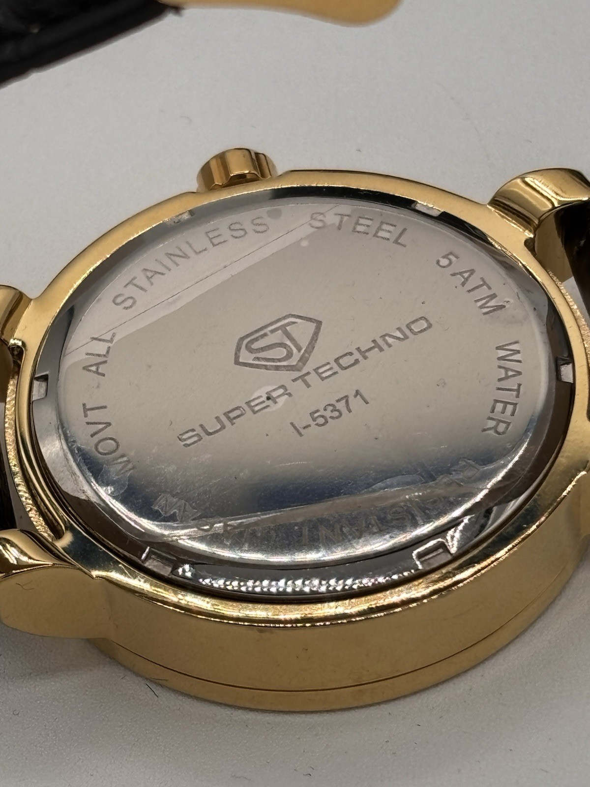 NEW Super Techno Mens Watch I-5371 Gold Tone Diamond .12 CT READ NOTES