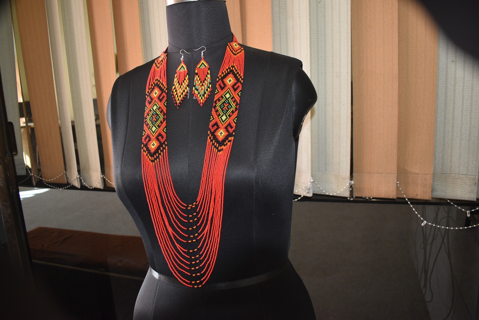 Boho Beaded Handmade Seed Bead American Ukrainian traditional Necklace Earrings