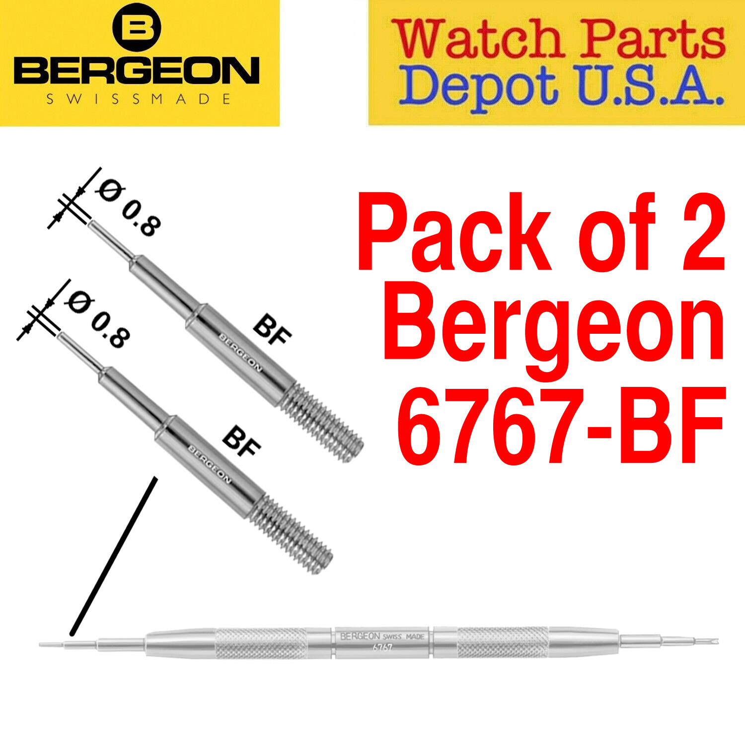 Bergeon 6767-BF – Replacement FINE POINTED tip for 6767-F Tool (Pack of 2) Swiss