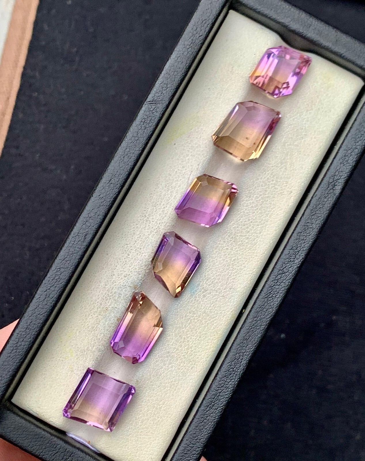40 Carat Natural Ametrine Emerald Cut Gemstone Lot of 6 Pieces | Bi-Color