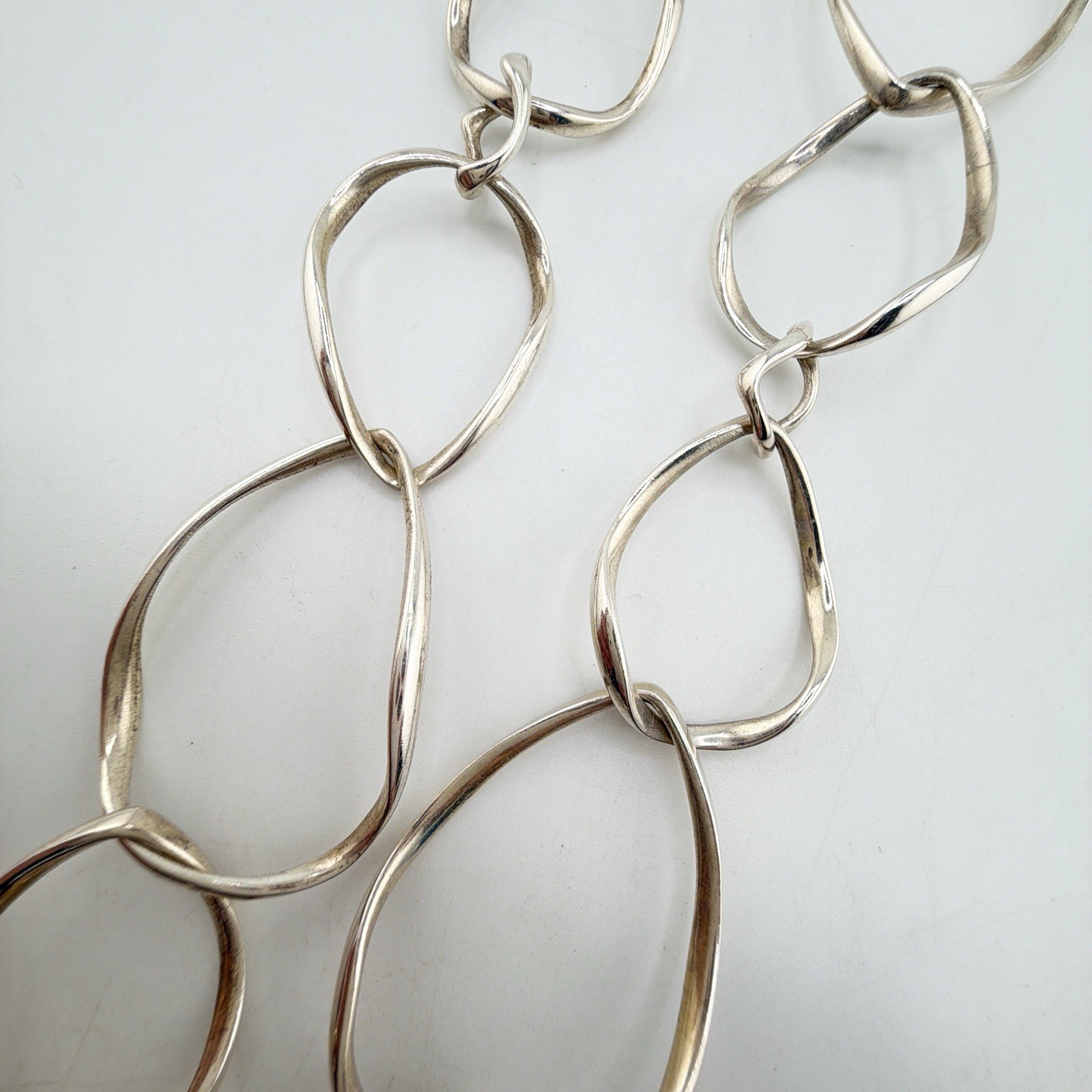 IPPOLITA 925 Sterling Silver Organic Teardrop Link Long Chain Necklace AAM82