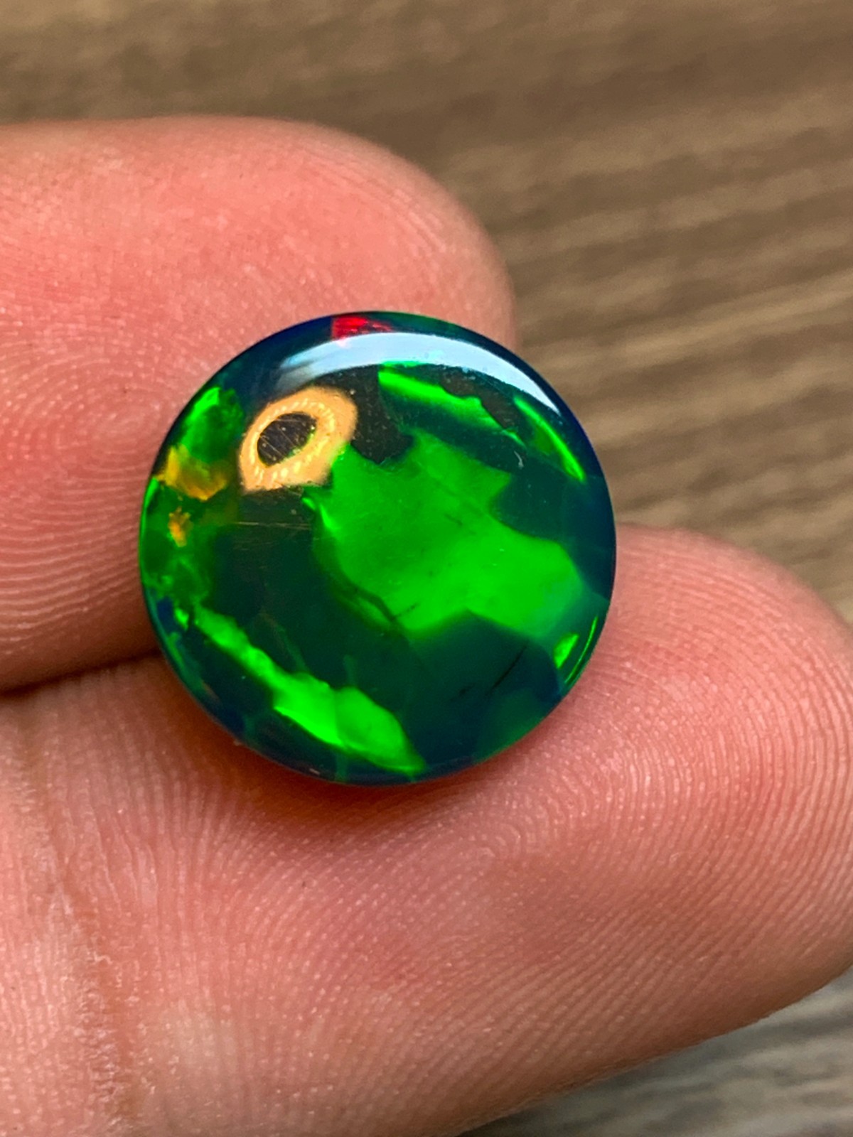 Ethiopian Opal Gemstone 5.15 Carat Round Cabochon Honeycomb Black Welo Loose Gem