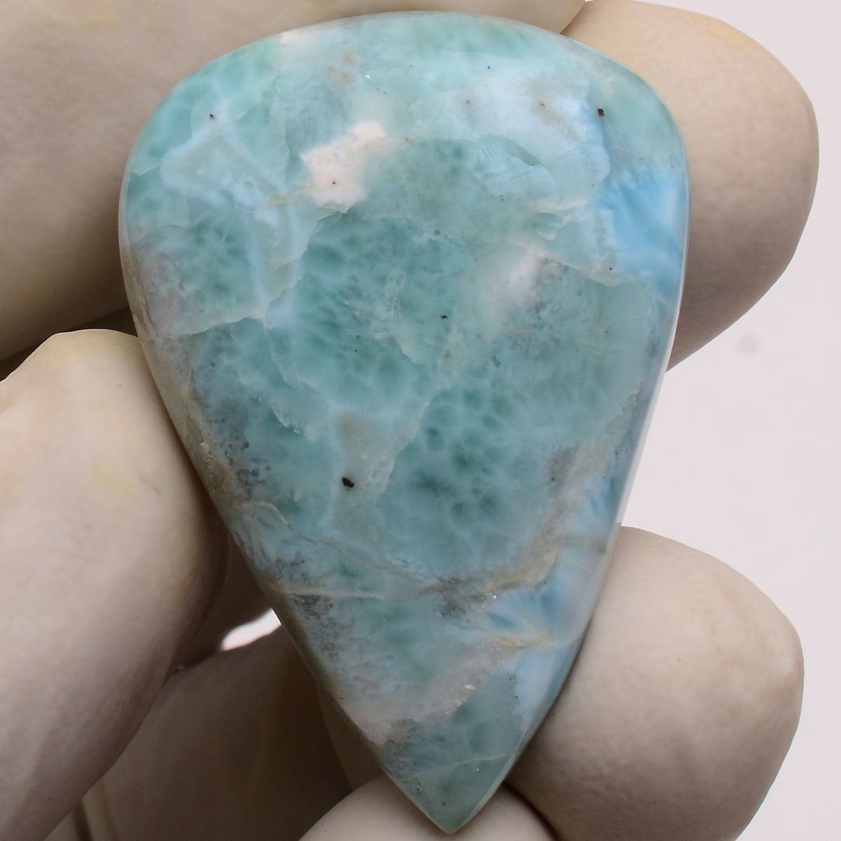 50.00 Cts Natural Larimar Huge Pear Cabochon Untreated 36mmx25mm Loose Gemstone