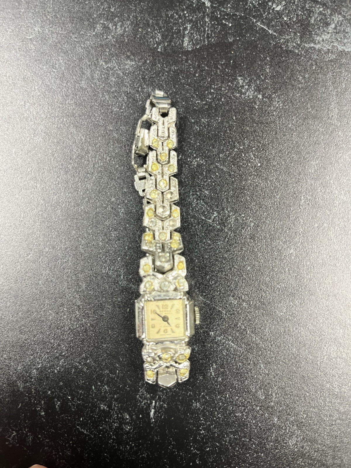 Vintage Berco 17 Jewel Ladies Rhinestone Cocktail Watch With Case