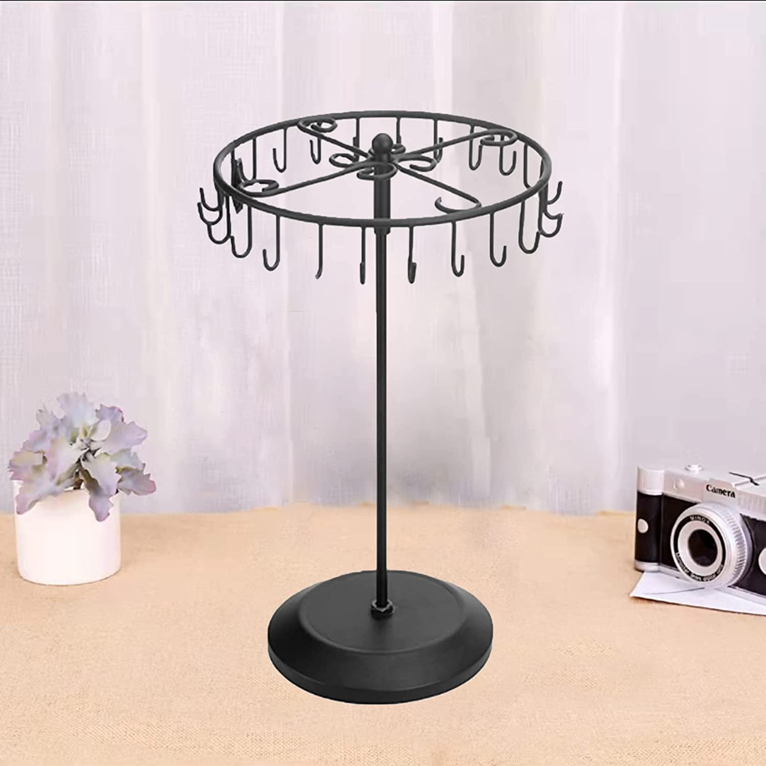 Rotating Necklace Holder Jewelry Organizer Display Stand 14-Inch with 23 Hooks B