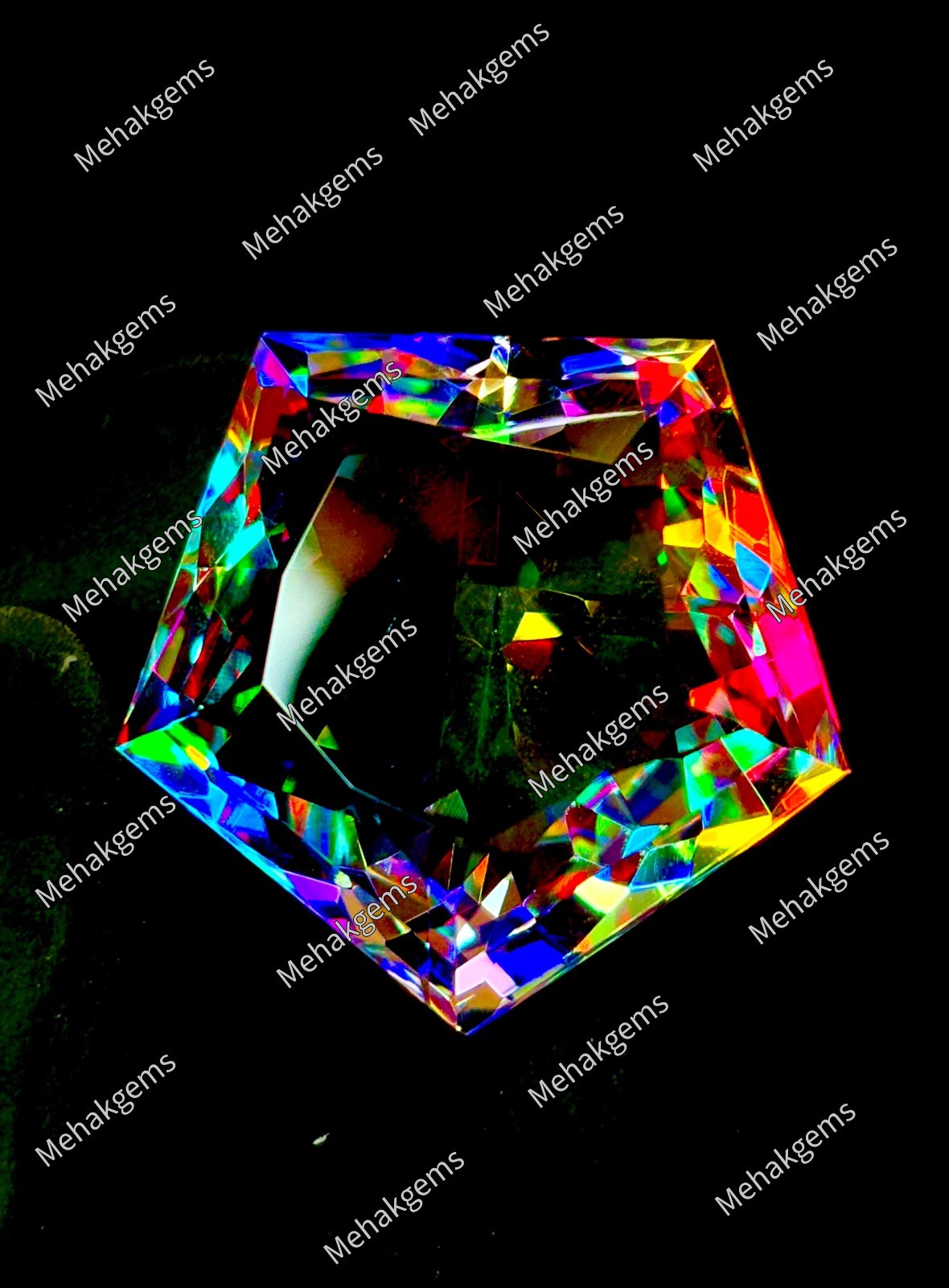 56 Carat Mystic Topaz Large Faceted Rainbow Gemstone (25.75×25.80×15.30 MM)