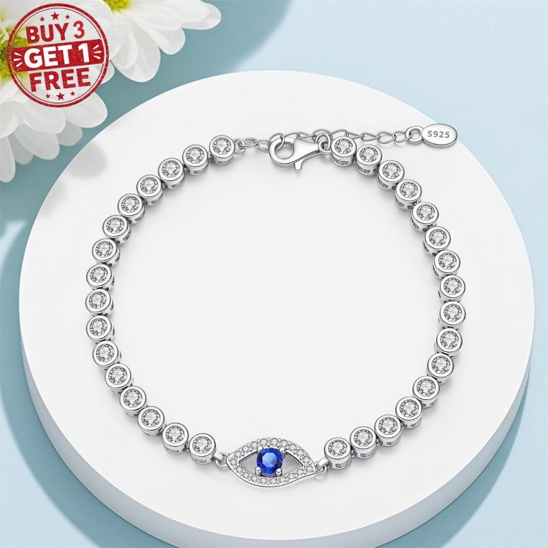 KUNSIR Women Evil Eye Protection Bracelets Sterling Silver Adjustable Bracelets