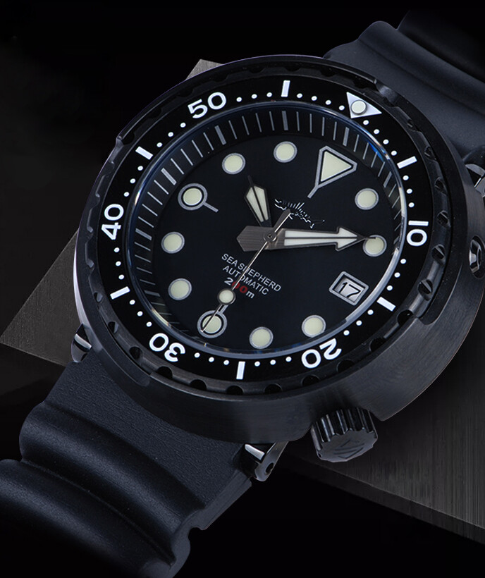 Heimdallr Sharkey Sea Shepard NH35A Black Tuna PVD 200M Diver Automatic Watch C3