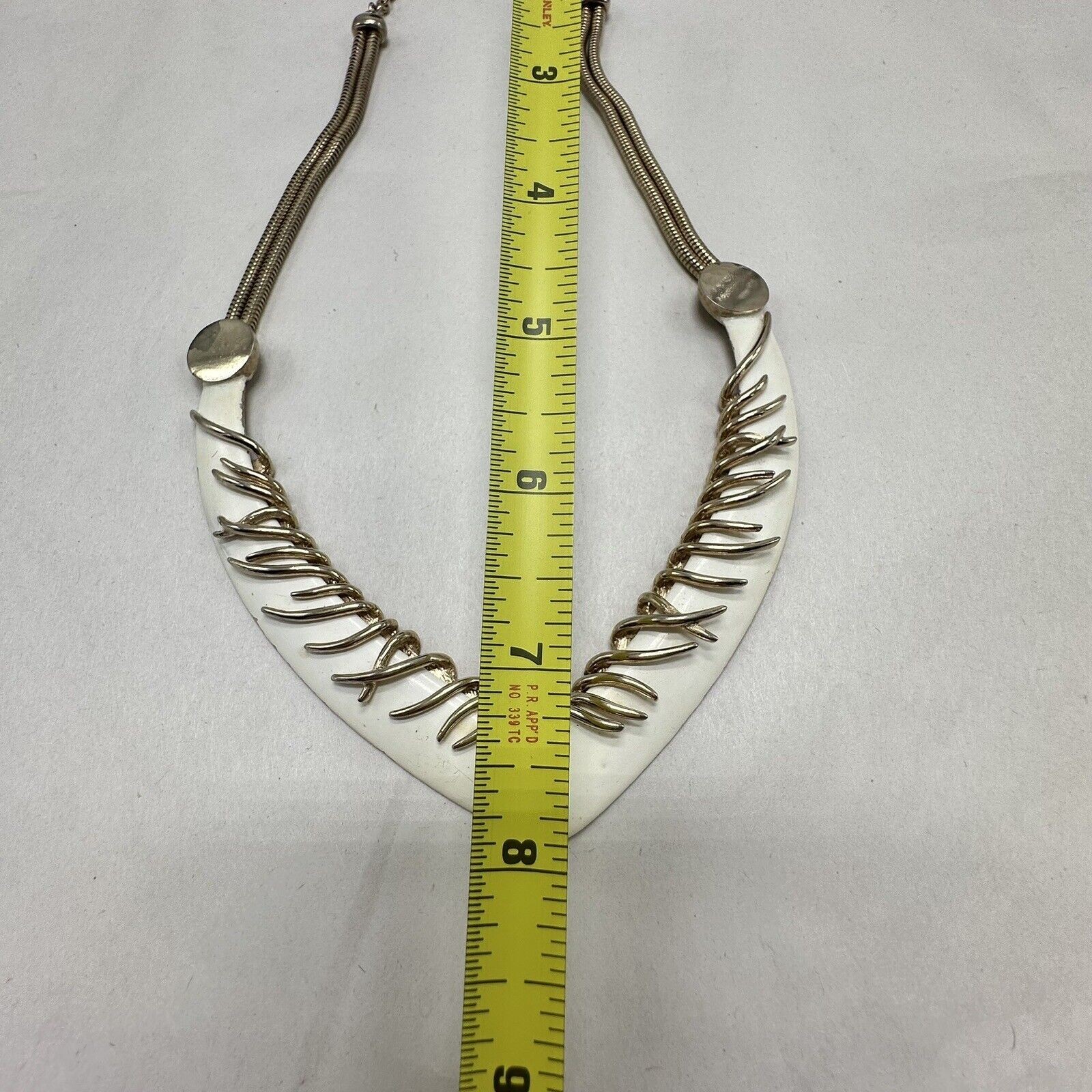 Vintage Boucher Choker Style Necklace Brutalist White Enamel Gold Tone FLAWED