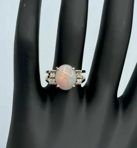 Natural Fire Opal 2.20Ct Oval Halo Engagement Ring 14K Yellow Gold Silver Plated