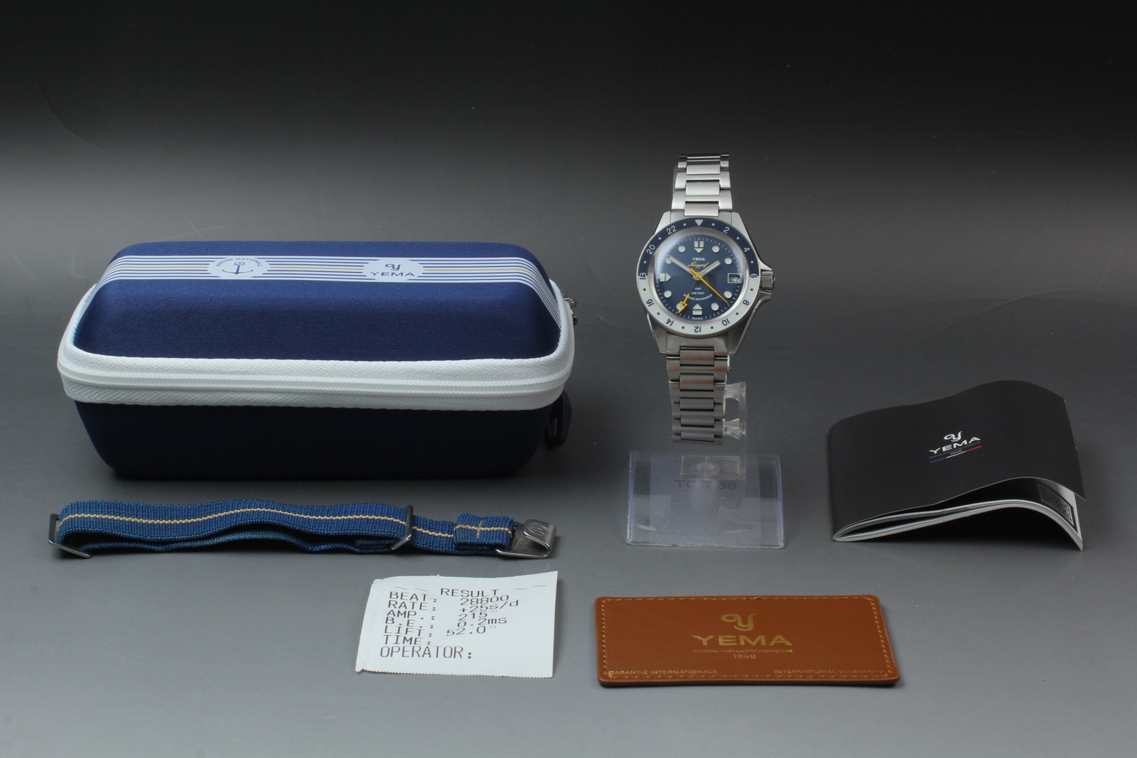 [w/Box, Paper ] YEMA Navy Graph Marine National GMT YNAV23MN-AMS Auto Date Watch