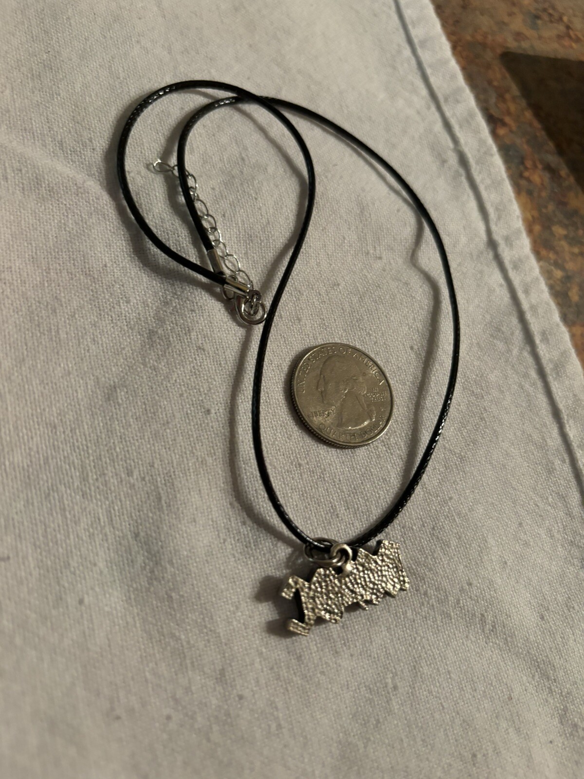 NEW Pewter ACDC band pendant charm on 17″ adjustable black waxed necklace cord
