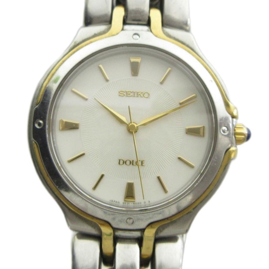 SEIKO 5E31 6010 DOLCE wristwatch quartz watch logo silver color GY18 MQ