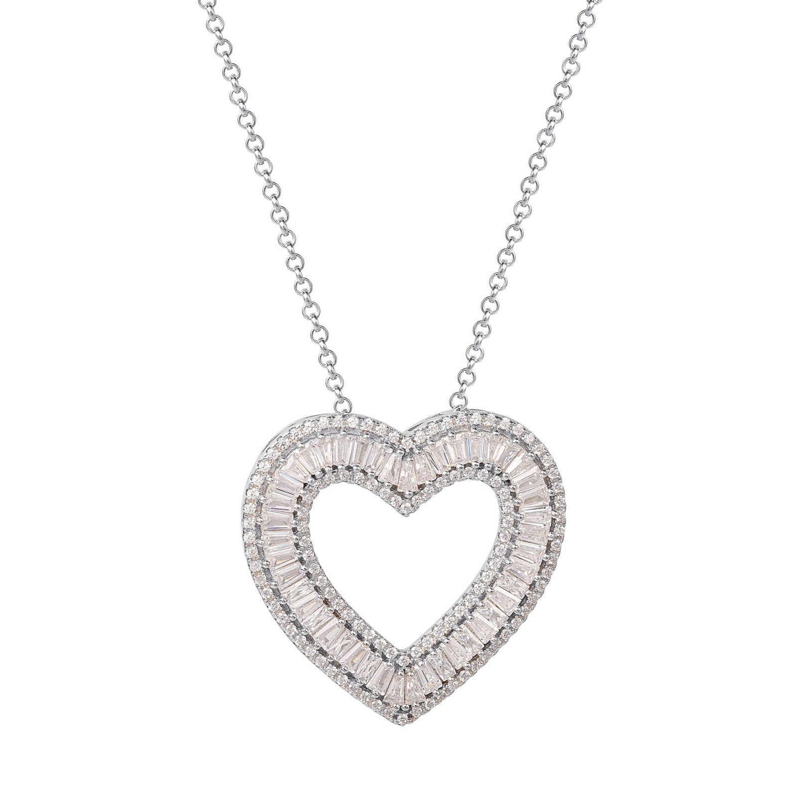 Brilliance Fine Jewelry C902622RZW-B.WT Sterling Silver Simulated Diamond Heart