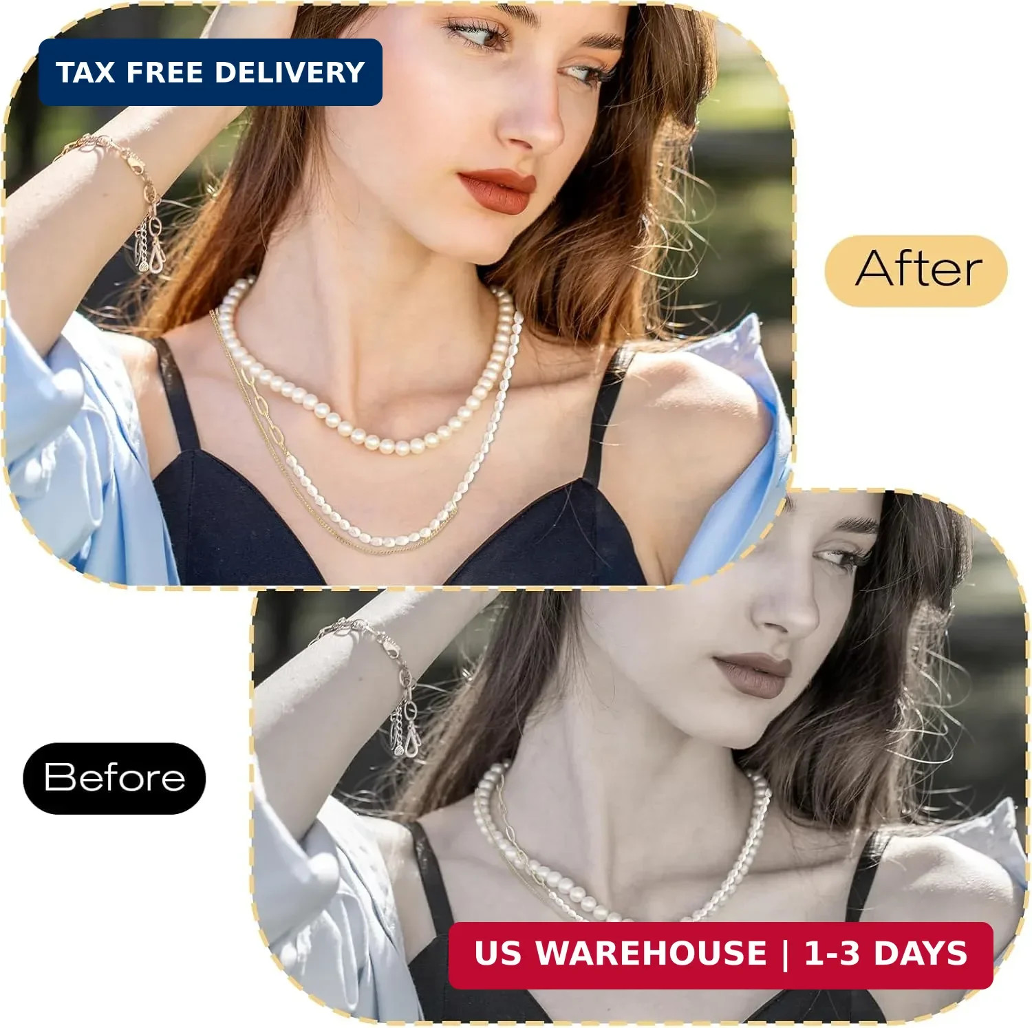 6 Pcs Gold Necklace Extenders for Women Non Tarnish Gold Bracelet Chain Extender