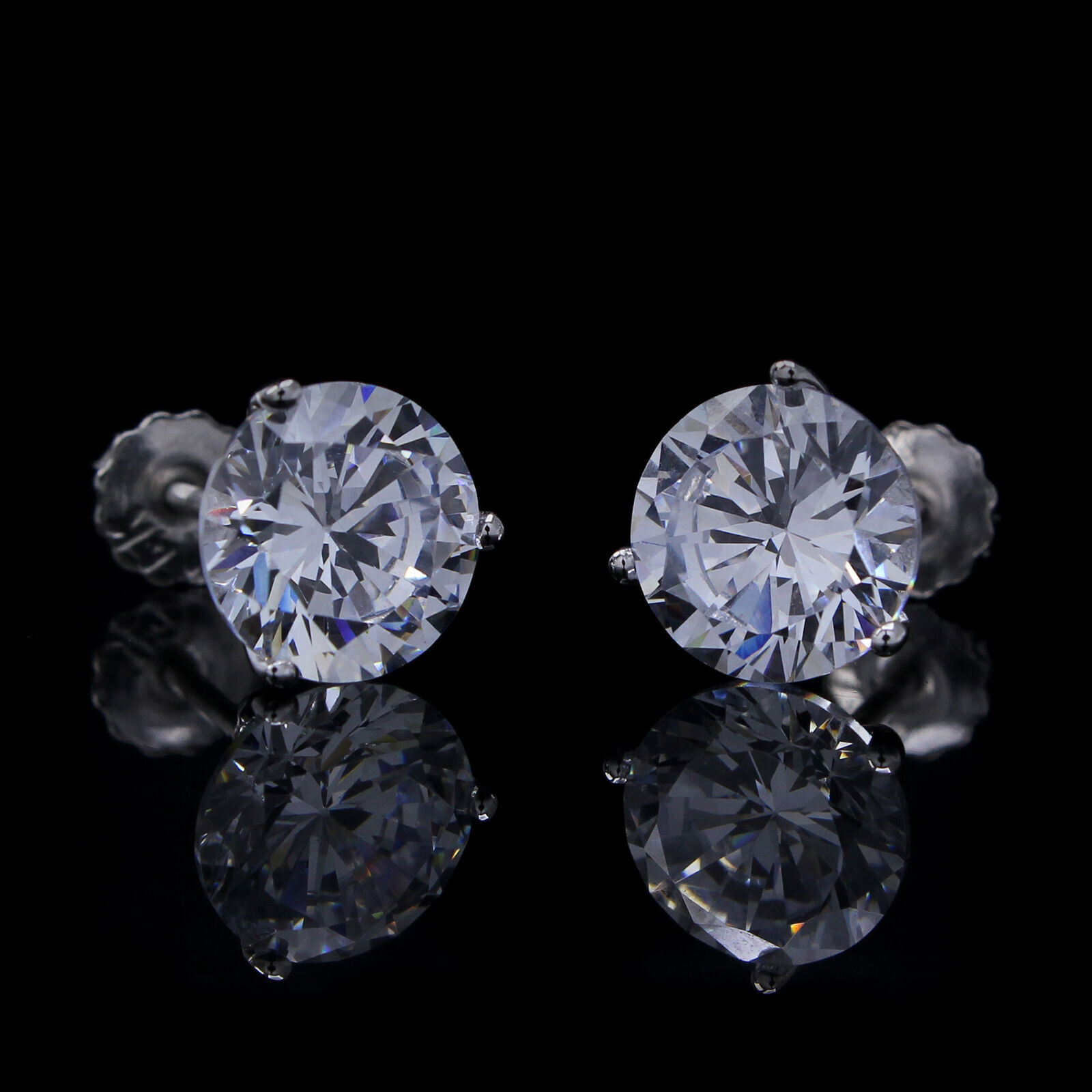 3 Ct Solitaire Martini Stud Earrings Round Cut Simulated Diamond 10K White Gold