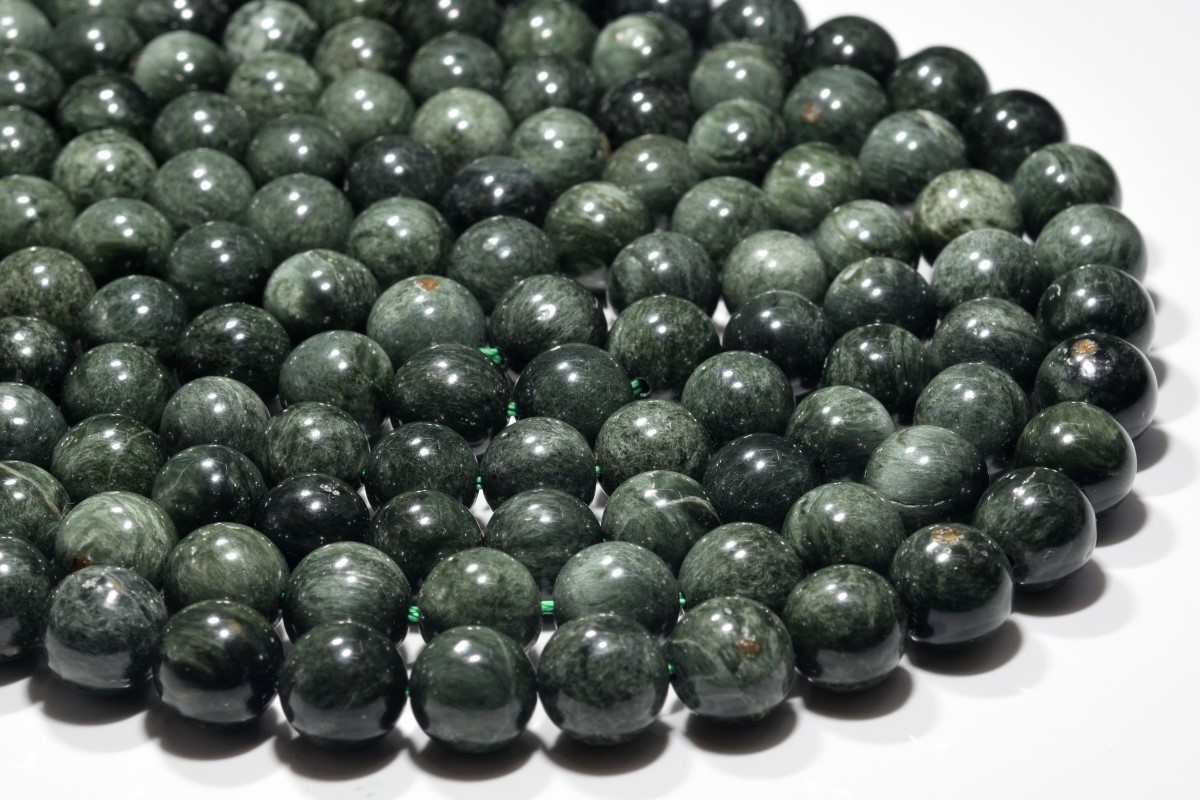 10MM Genuine Natural Green Chrysoberyl Cat Eye Grade A Round Loose Beads 7.5″