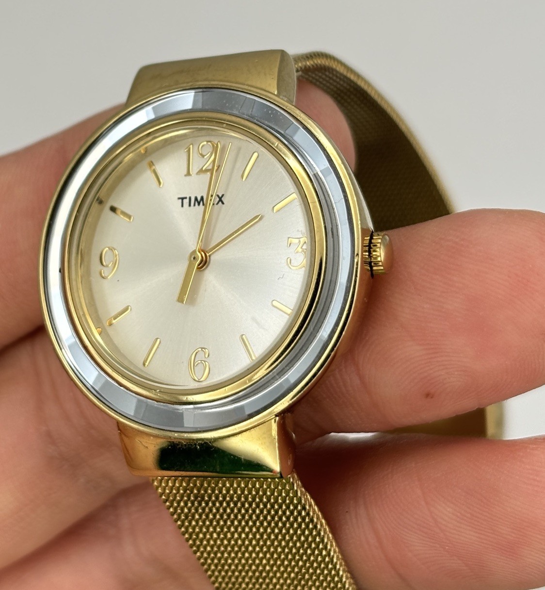Timex Ameritus Gold-Tone SS Mesh Bracelet Dress Ladies Watch T2P197 #7.21