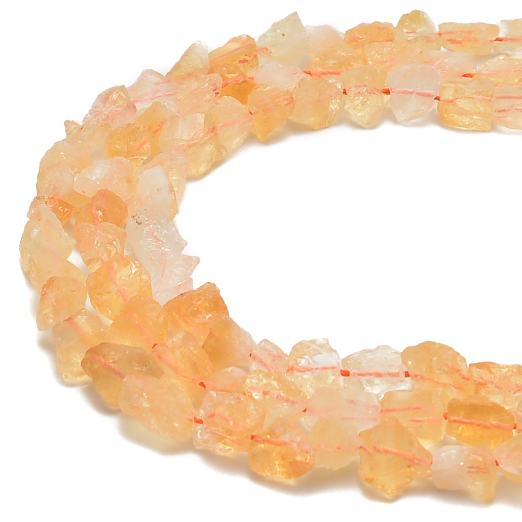 Citrine Rough Nugget Chunks Side Drill Beads Approx 9x10mm 15.5″ Strand