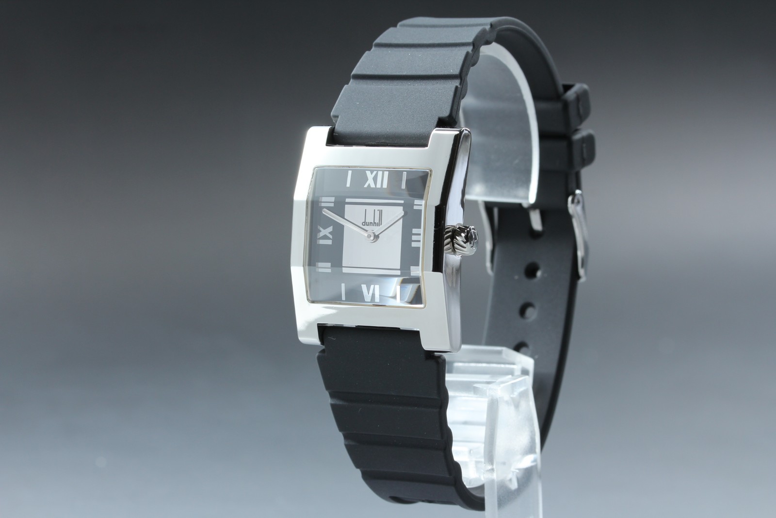 [N MINT] Vintage DUNHILL Facet 8022 Black Silver Tank Square Quartz Men’s Watch