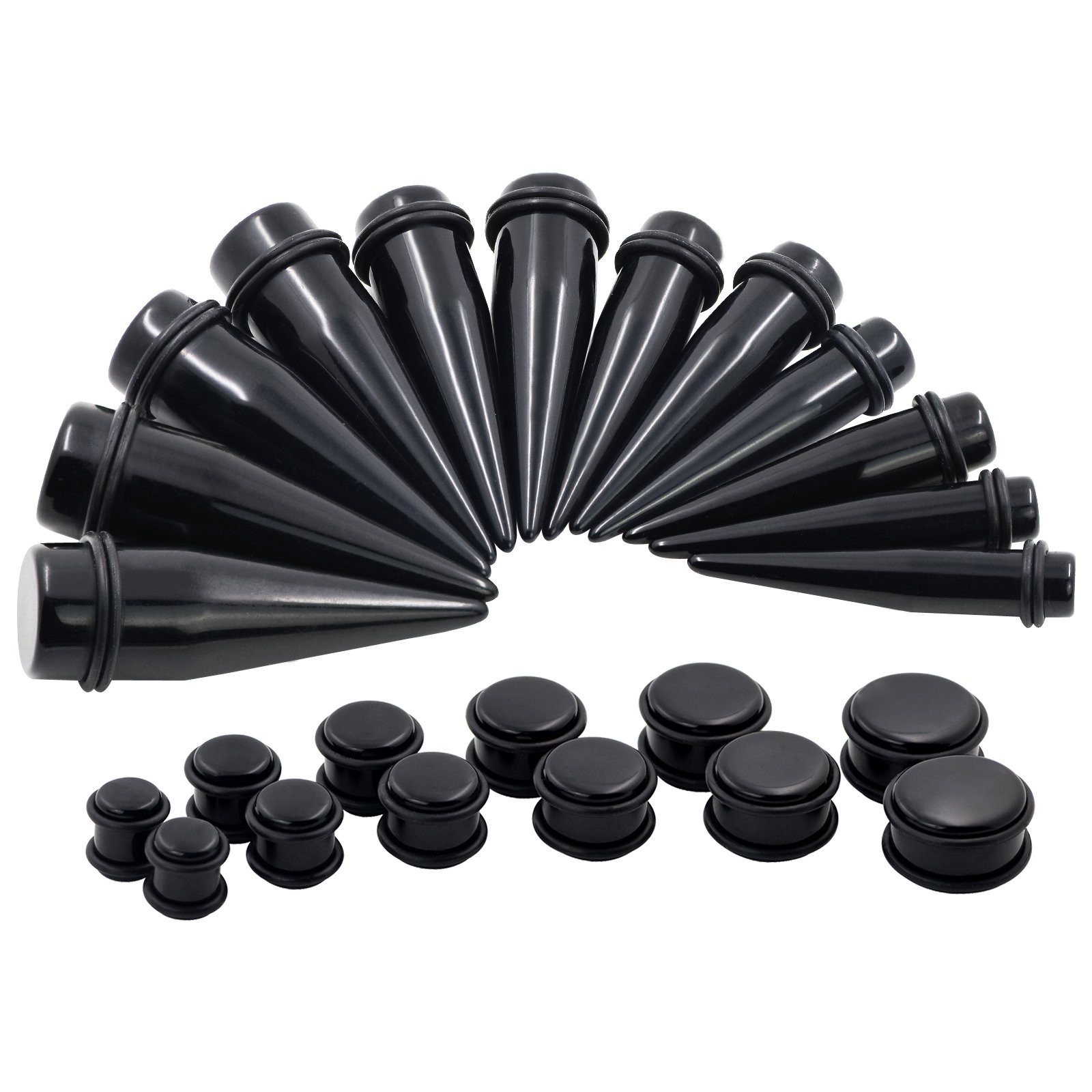 36-Piece Ear Stretching Kit – Acrylic Tapers, Silicone Tunnels & Plugs 00G-20mm