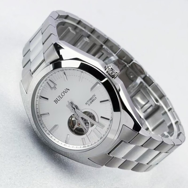 Bulova Surveyor Silver Tone Dial Automatic Men’s Watch 42 mm 96A274